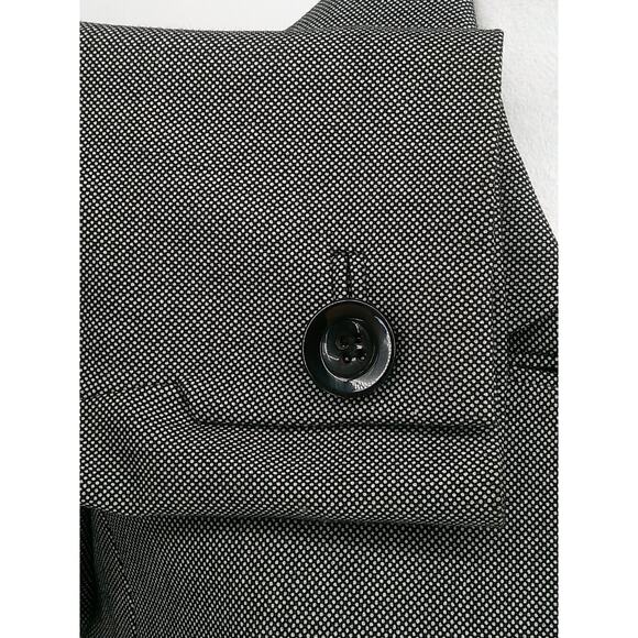 Tahari Womens Black Micro Dot Classic Button Up Collared Blazer Jacket Size 12 - Picture 6 of 10